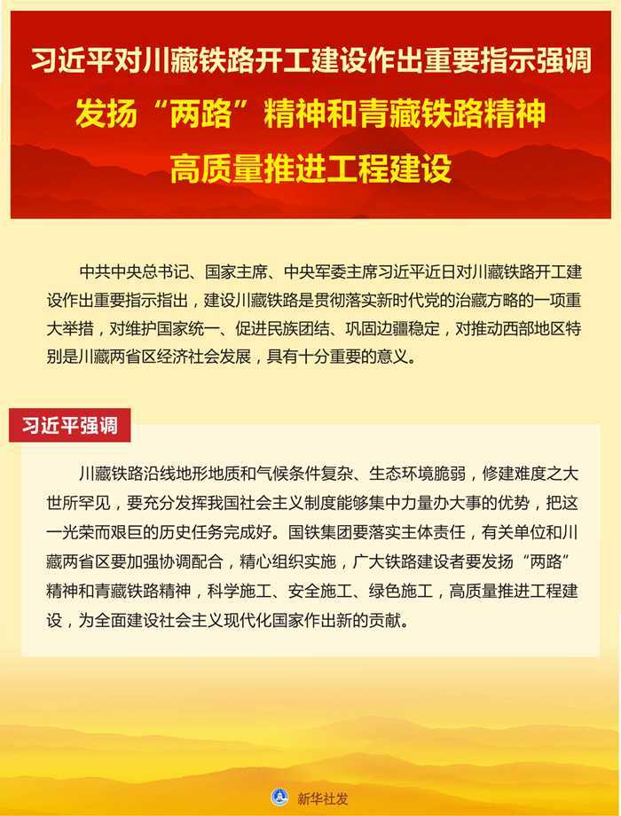 习近平对川藏铁路开工建设作出重要指示强调 发扬“两路”精神和青藏铁路精神 高质量推进工程建设 李克强作出批示